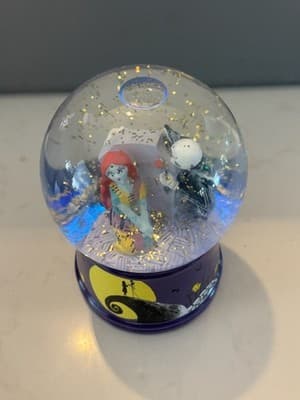 Disney Nightmare Before Christmas Jack & Sally Tombstone Light-Up Snow Globe 6” - Thumbnail 6
