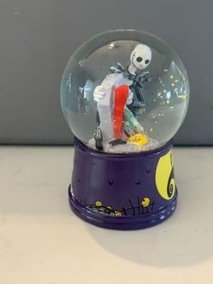 Disney Nightmare Before Christmas Jack & Sally Tombstone Light-Up Snow Globe 6” - Thumbnail 4