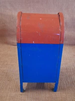Large 7" Tall Metal Bank Red/White/Blue Vintage 1970 U S MAIL BANK No Key - Thumbnail 4