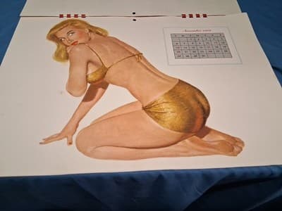 1949 Full Year Esquire Pinup Girl Calendar by Al Moore Sexy Girls , Rare Vintage - Thumbnail 11