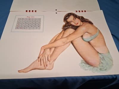 1949 Full Year Esquire Pinup Girl Calendar by Al Moore Sexy Girls , Rare Vintage - Thumbnail 7