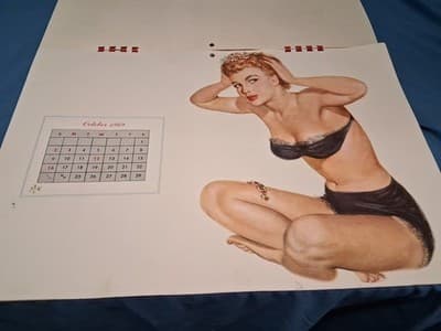 1949 Full Year Esquire Pinup Girl Calendar by Al Moore Sexy Girls , Rare Vintage - Thumbnail 13