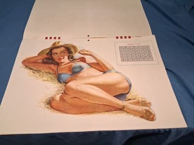 1949 Full Year Esquire Pinup Girl Calendar by Al Moore Sexy Girls , Rare Vintage - Thumbnail 12