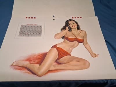 1949 Full Year Esquire Pinup Girl Calendar by Al Moore Sexy Girls , Rare Vintage - Thumbnail 4