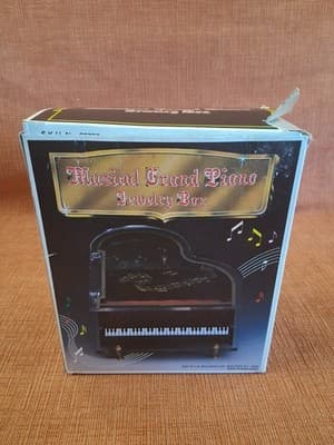 Vintage Shinko Grand Piano Music Jewelry Box Wind Up - Thumbnail 3