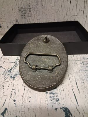 Vintage Western Belt Buckle Woman Riding Saber-Toothed Tiger Mythological Rare - Thumbnail 3