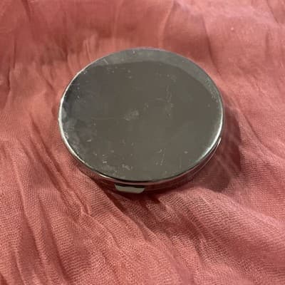 Pocket Compact Silver Tone Metal Enamel, Jeweled Hinge Mirror VTG NOS - Thumbnail 3