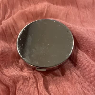 Pocket Compact Silver Tone Metal Enamel, Jeweled Hinge Mirror VTG NOS - Thumbnail 3