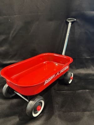 RADIO FLYER Mini Toy Metal Red Wagon for Dolls and Stuffed Animals Vintage - Thumbnail 2
