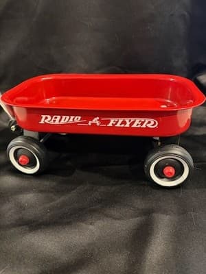 RADIO FLYER Mini Toy Metal Red Wagon for Dolls and Stuffed Animals Vintage - Thumbnail 3