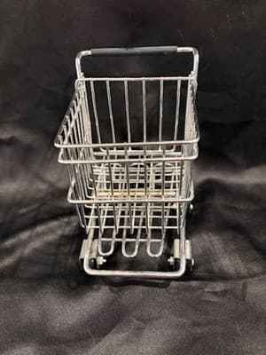 Miniature Metal Shopping Cart Grocery Display Doll Toy Chrome - Thumbnail 2