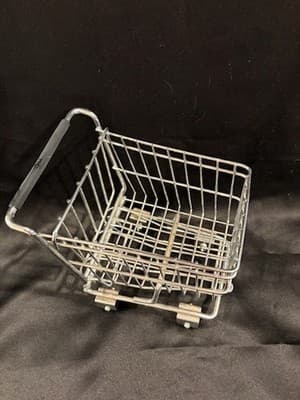 Miniature Metal Shopping Cart Grocery Display Doll Toy Chrome - Thumbnail 3