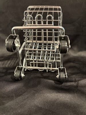 Miniature Metal Shopping Cart Grocery Display Doll Toy Chrome - Thumbnail 4