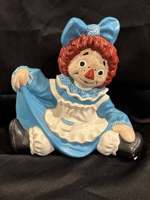 Set of 2 Large Ceramic Raggedy Ann & Andy Figures Figurines (E38) - Thumbnail 2