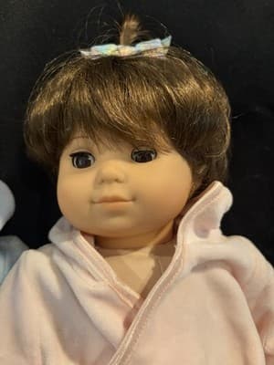 American Girl Bitty Baby Doll Twins Girl Boy Brunette Moon Stars pjs IN BOX - Thumbnail 6