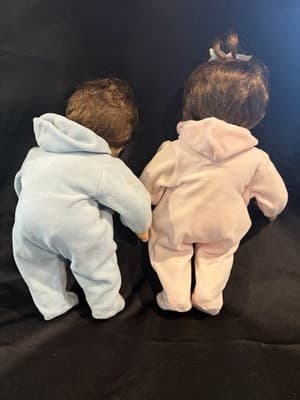 American Girl Bitty Baby Doll Twins Girl Boy Brunette Moon Stars pjs IN BOX - Thumbnail 3