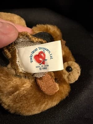 Tender Heart Treasures Fuzzy Brown Bear Slippers for 18" Doll Or Bear 1992 - Thumbnail 2