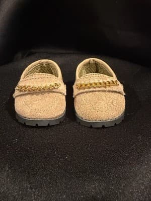 Doll Clothes 18" Shoes Fits American Girl Dolls Beige Clog With Chain Link - Thumbnail 2
