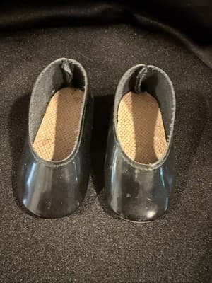 Vintage Black Vinyl Slip On Doll Shoes For American Girl Dolls 18" - Thumbnail 3