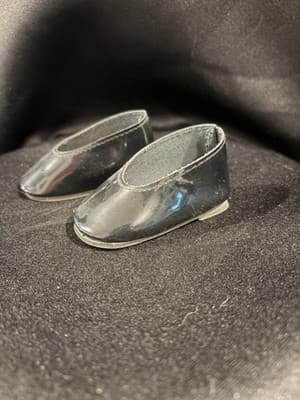 Vintage Black Vinyl Slip On Doll Shoes For American Girl Dolls 18" - Thumbnail 2