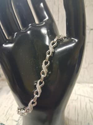 Ross Simons Boho Bracelet Infinity Diamond Sterling Silver Adjustable Slide Exc - Thumbnail 3