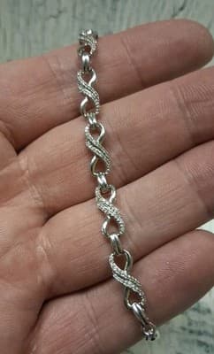 Ross Simons Boho Bracelet Infinity Diamond Sterling Silver Adjustable Slide Exc - Thumbnail 8