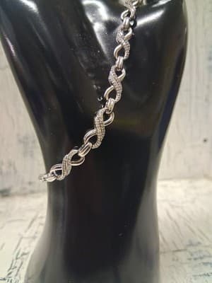Ross Simons Boho Bracelet Infinity Diamond Sterling Silver Adjustable Slide Exc - Thumbnail 2