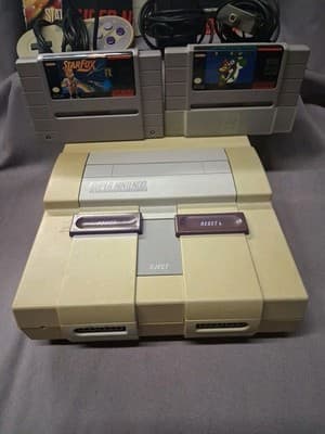 Nintendo Super Nintendo Console + 2 Games + Controller Tested + Manuals Original - Thumbnail 2