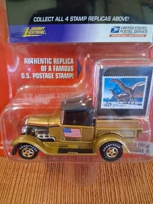 NIP JOHNNY LIGHTNING UNITED STATES POSTAL SERVICE 1929 FORD MODEL A P/U TAN - Thumbnail 3