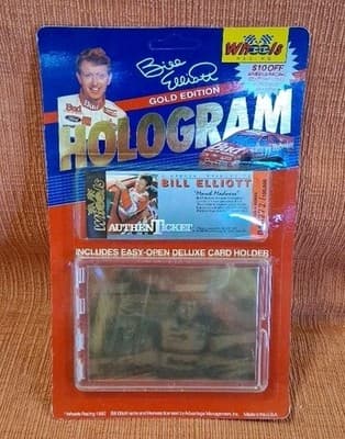 1992 Wheels Racing Bill Elliott Hologram Card and Authenticket Set Sealed