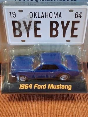 Route 66 - 1964 Ford mustang Oklahoma BYE BYE,- 1:64 Diecast - Bent Card - Thumbnail 3