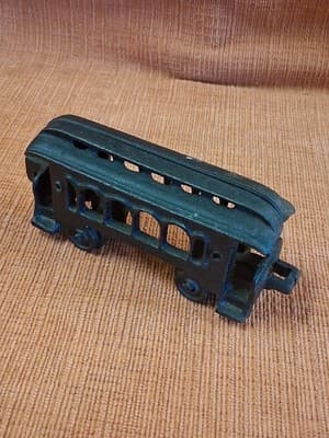 Vintage Original Cast Iron Trolly Car Toy - Thumbnail 6