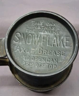 Rare 1890's Antique The Snow Flake Axle Grease Tin hand