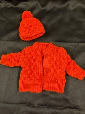 Cute Handmade Designer Outfit For 18" American Girl Hooded Knit Red Top W Hat