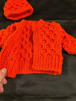 Cute Handmade Designer Outfit For 18" American Girl Hooded Knit Red Top W Hat - Thumbnail 3