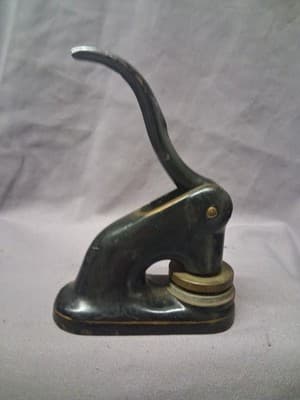 Vtg 1931 Cast Iron Seal Press Embosser Ree Rock Bottling Co Of Portland Maine - Thumbnail 3