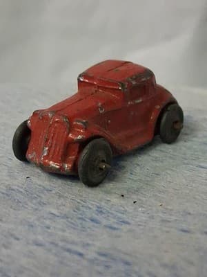 Vtg Barclay Slush Mold Red 2 Door Coupe Toy Car Diecast Metal Steel Wheels - Thumbnail 4