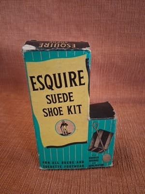 Vintage Esquire Suede Shoe Kit Black for decor General Store Decor - Thumbnail 3