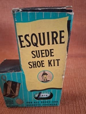 Vintage Esquire Suede Shoe Kit Black for decor General Store Decor - Thumbnail 5