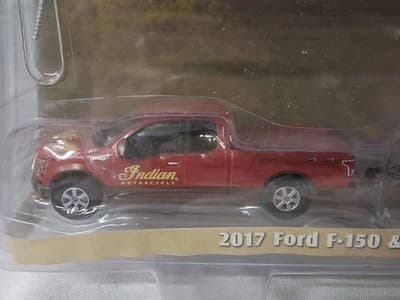 Rare Greenlight Hitch & Tow 2017 Ford F-150 & Car Hauler Indian Motorcycle 🏍 - Thumbnail 2