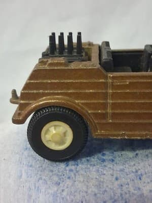 🚘VINTAGE 1970s TOOTSIE TOY KUBELWAGEN VW Black Interior Brown Paint - Thumbnail 5
