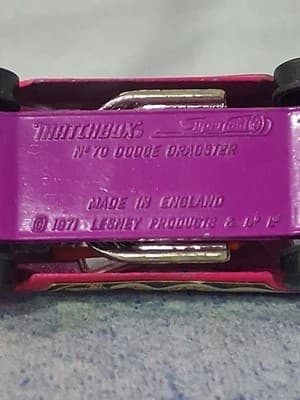 Vtg Matchbox Superfast Lesney #70 Dodge Charger Dragster Rare PURPLE BASE 🔥 - Thumbnail 12