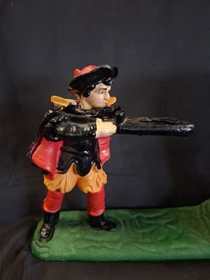 VTG William Tell Shoots Apple Mechanical Coin Bank Classic Iron WORKING ORDER - Thumbnail 2