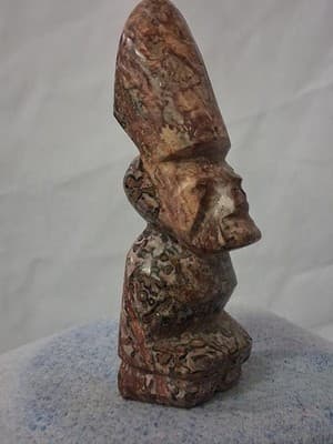 Colorful Stone Obsidian Carved MAYAN CHEIF Statue Figure - Thumbnail 2