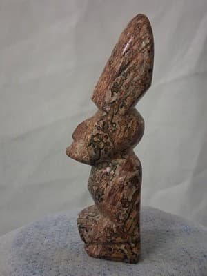 Colorful Stone Obsidian Carved MAYAN CHEIF Statue Figure - Thumbnail 4