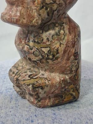 Colorful Stone Obsidian Carved MAYAN CHEIF Statue Figure - Thumbnail 7