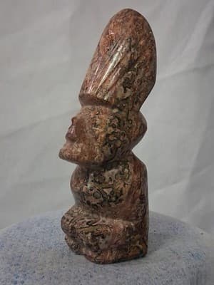 Colorful Stone Obsidian Carved MAYAN CHEIF Statue Figure - Thumbnail 5