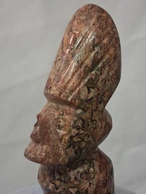 Colorful Stone Obsidian Carved MAYAN CHEIF Statue Figure - Thumbnail 6