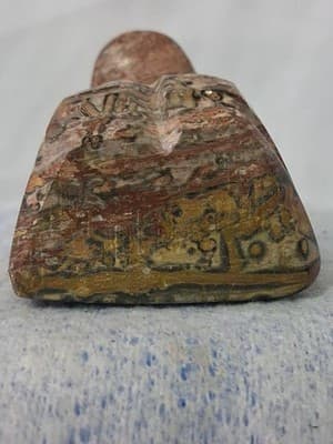 Colorful Stone Obsidian Carved MAYAN CHEIF Statue Figure - Thumbnail 8