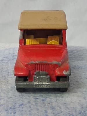 Vintage Matchbox Superfast 75 series 1977 Jeep CJ6 Lesney Prod. Red Tan No 53 - Thumbnail 6